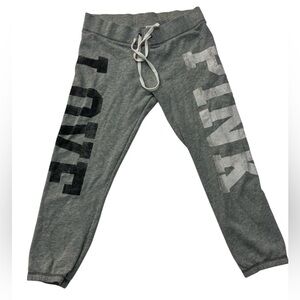 PINK Victoria's Secret Heather Gray Joggers with Bold Logo